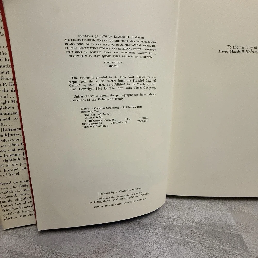 The Lady and the Law: The Remarkable life of Fanny Holtzmann Signed 1st‎ Edition